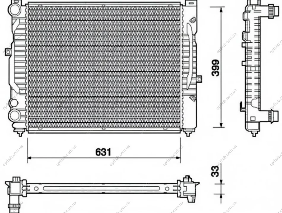 Радіатор охолоджування AUDI A4 1.6-1.8 20V-1.9 DI/TDI -ua MAGNETI MARELLI BM712 (фото 1)