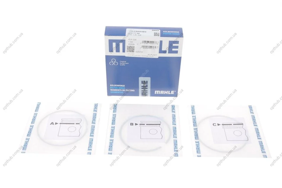 Кільця поршневі VAG 81,01 AVU 1,6 1x1,2x2 (вир-во Mahle) MAHLE / KNECHT 030 77 N0 (фото 1)