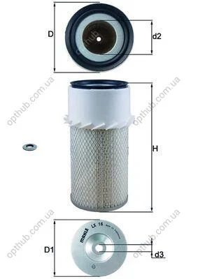 Повітряний фільтр MAHLE / KNECHT LX16 (фото 1)