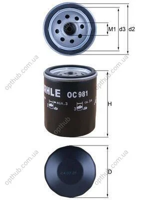 Фильтр масляный Toyota Hilux III/IV 2.8/3.0D 05- KNECHT UA63 MAHLE / KNECHT OC 981 (фото 1)