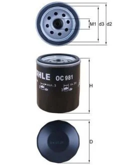 Фильтр масляный Toyota Hilux III/IV 2.8/3.0D 05- KNECHT UA63 MAHLE / KNECHT OC 981