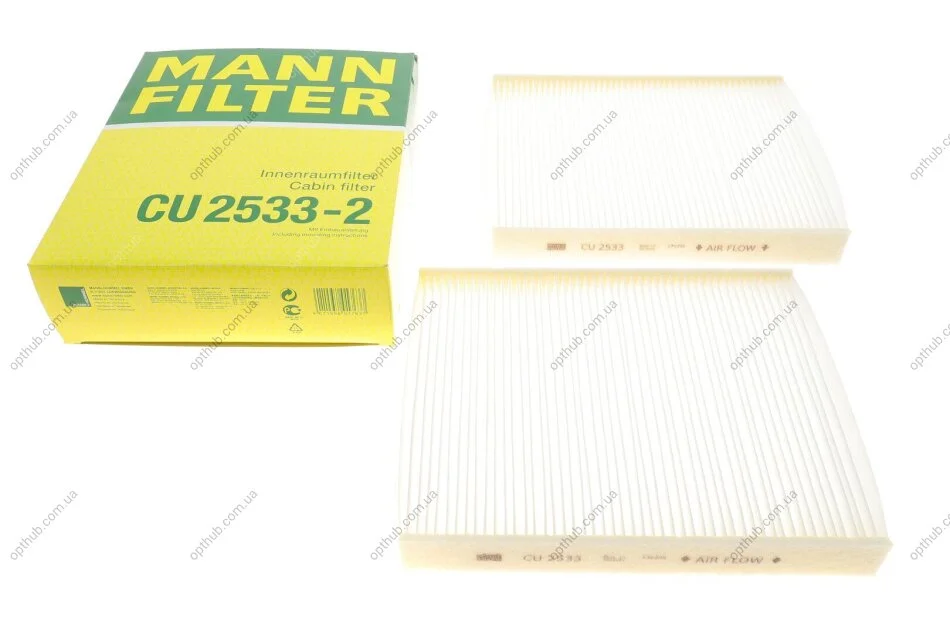Фільтр салону BMW 5 (F10/F11/F07GT)/6 (F12/F13/F06GC) 10-18/7 (F01-F04) 08-15 (к-кт 2 шт.) UA63 MANN CU 2533-2 (фото 1)