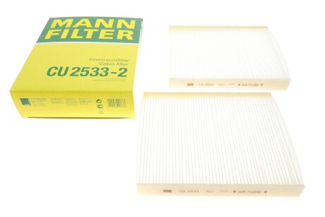 Фільтр салону BMW 5 (F10/F11/F07GT)/6 (F12/F13/F06GC) 10-18/7 (F01-F04) 08-15 (к-кт 2 шт.) UA63 MANN CU 2533-2