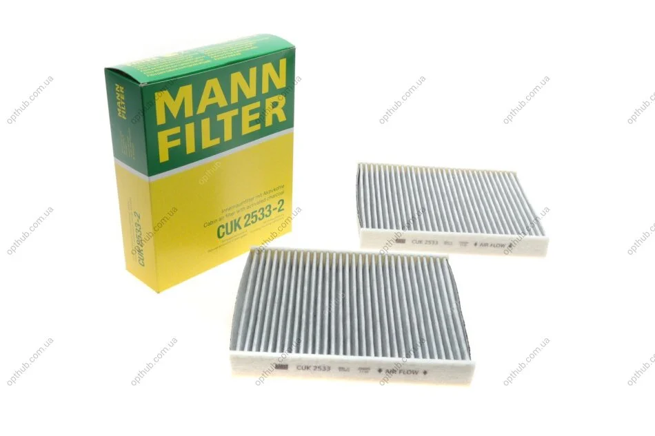 Фільтр салону BMW 5 (F10)/7 (F01) 2.0-6.0 08- (вугільний) (к-кт 2 шт.) -FILTER UA63 MANN CUK 2533-2 (фото 1)