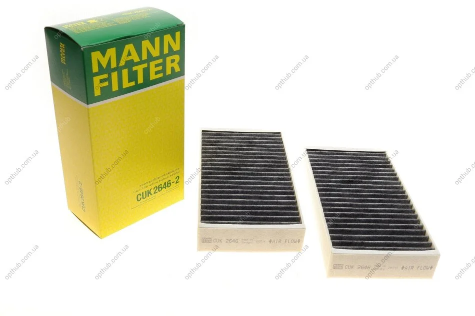 Фільтр салону MB ML (W164) 3.0CDI (вугільний) (к-кт 2шт.) -FILTER (opt-om) MANN CUK 2646-2 (фото 1)