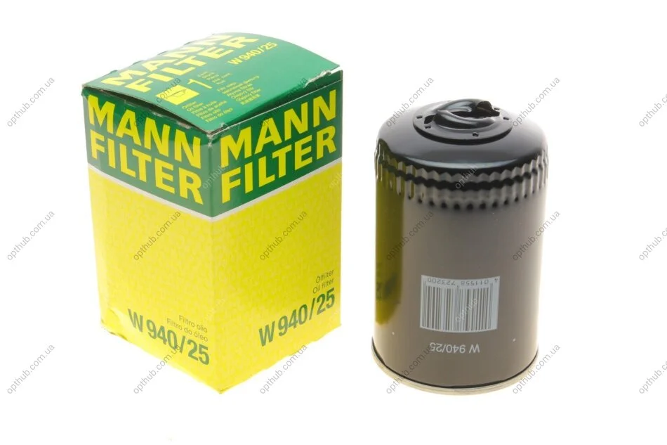 Фільтр масляний двигуна VW GOLF, PASSAT, TRANSPORTER III 80-97, AUDI 80,100, A6 94-97 (вир-во) W940/25 MANN W 940/25 (фото 1)