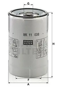 Паливний фільтр VOLVO 8700, 8900, 9500, B5, B6, B7, B8, FE, FE II, FH, FH16, FL II, FL III, FM, FM II, FMX D13A400-D9B380 01.91- MANN WK 11 038 Z (фото 1)