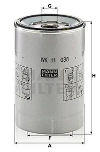 Паливний фільтр VOLVO 8700, 8900, 9500, B5, B6, B7, B8, FE, FE II, FH, FH16, FL II, FL III, FM, FM II, FMX D13A400-D9B380 01.91- MANN WK 11 038 Z