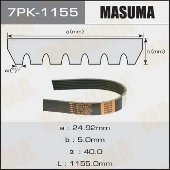 Ремінь поліклінової 7PK-1155 (7PK-1155) MASUMA 7PK1155 (фото 1)