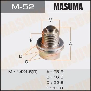 Пробка сливная поддона (с шайбой 14x1.5 mm) GM/ Hyundai/ Kia/ Mitsubishi (M-52) MASUMA M52 (фото 1)