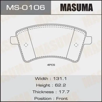 Колодки гальмівні (MS-0106) MASUMA MS0106 (фото 1)