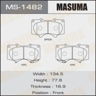 Колодки тормозные передние Mitsubishi Pajero (06-)/ Toyota Hilux (11-), Land Cruiser Prado (02-09) (MS-1482) MASUMA MS1482