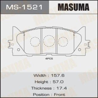 Колодки тормозные передние Toyota Camry (06-) (MS-1521) MASUMA MS1521