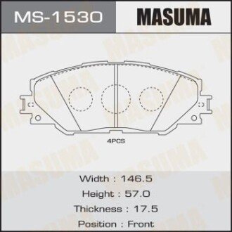 Колодки тормозные передние Toyota Auris (10-), RAV 4 (05-16) (MS-1530) MASUMA MS1530
