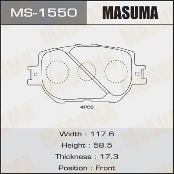 Гальмівні колодки передня AN-636K, NP1021, P83054 MASUMA MS1550 (фото 1)