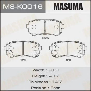 Колодки гальмівні задн (MS-K0016) MASUMA MSK0016 (фото 1)