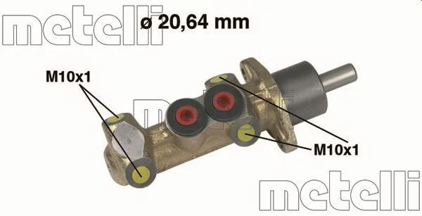 Циліндр гальмівний головний D=20.64 FIAT PUNTO (176_) 09/93-09/99 / FIAT PUNTO CONVERTIBLE (176_) 04/9 -ua Metelli 05-0044 (фото 1)