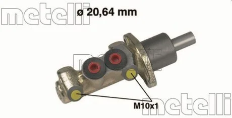 Циліндр гальмівний головний D=20.64 PEUGEOT 405 I (15B) 01/87-12/93 / PEUGEOT 405 I BREAK (15E) 06/87- Metelli 05-0125