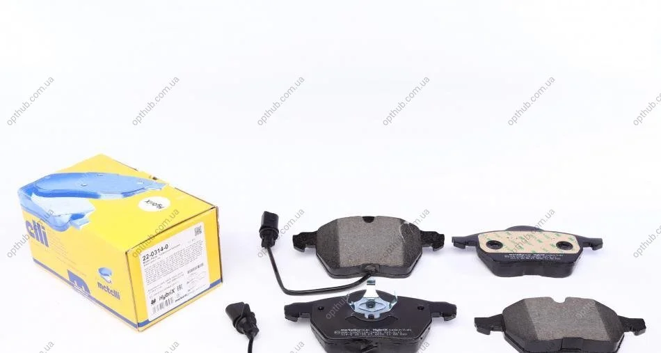 Колодки гальмівні (передні) Audi A4/A6 95-11/Skoda SuperB 01-08/VW Passat B5 00-05 (+датчики) UA63 Metelli 22-0314-0 (фото 1)