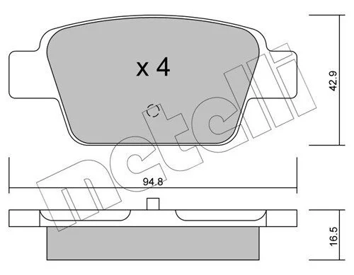 Колодки гальмівні (задні) Fiat Bravo II 07-14/Stilo 01-08/Linea 07-/Multipla 99-10/Lancia Delta UA63 Metelli 22-0323-0 (фото 1)