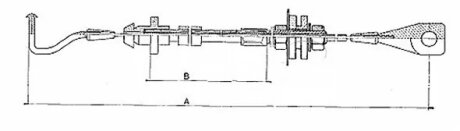 Трос акселератора VW  GOLF I (17),  GOLF II (19E, 1G1),  JETTA I (16),  JETTA II (19E, 1G2, 165),  PASS METZGER 10.090