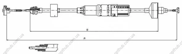 Трос зчеплення VW GOLF III (1H1), GOLF III VARIANT (1H5), VENTO (1H2) -ua METZGER 10.3443 (фото 1)