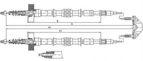 Трос ручного гальма CHEVROLET CORSA СЕДАНCHEVROLET CORSA УНИВЕРСАЛOPEL ASTRA G DELVAN (F70) -ua METZGER 11.5859