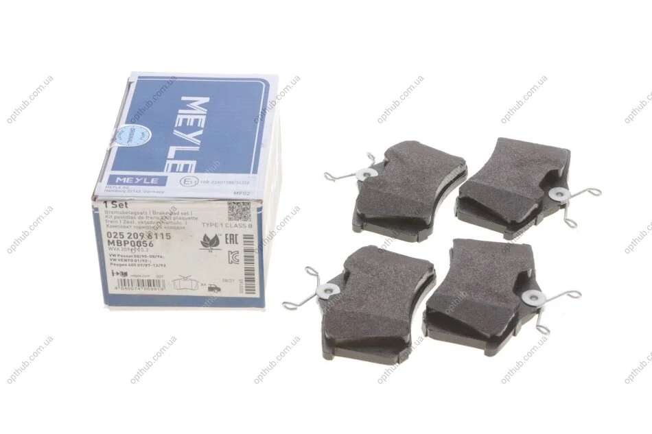Колодки гальмивни (задни) VW Golf/Passat 83-02/ Peugeot 405 87-96 (87.1x52.8x15.1) UA63 MEYLE 025 209 6115 (фото 1)