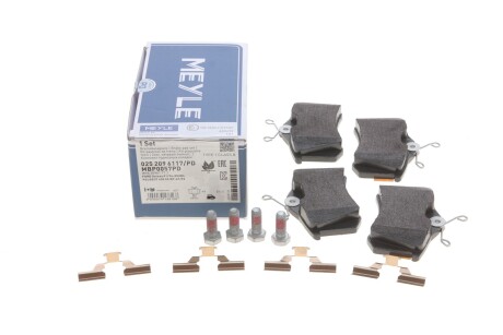 Колодки гальмівні (задні) VW Caddy III 04-/Peugeot 308 07-/Citroen C4 04- (87.1x52.8x17.2 UA63 MEYLE 025 209 6117/PD