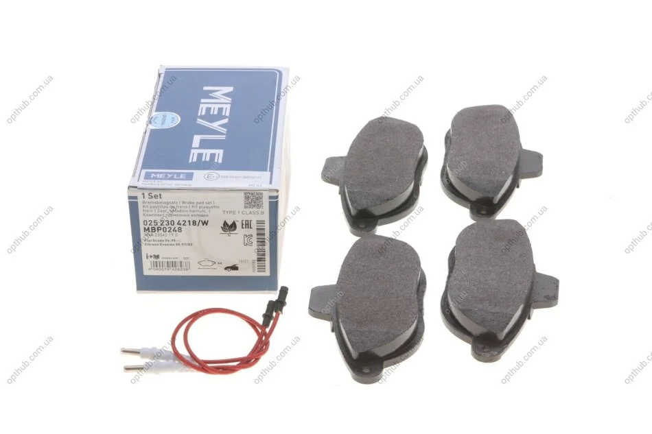 Колодки гальмівні (передні) Fiat Scudo/Peugeot Expert 96- (з датчиком) UA63 MEYLE 025 230 4218/W (фото 1)