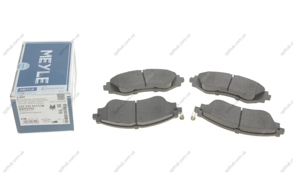 Колодки гальмівні (передні) Daewoo Lanos/ Nubira 1.6-2.2 97- (Akebono) UA63 MEYLE 025 232 3417/W (фото 1)