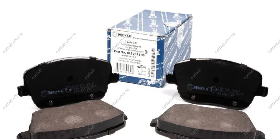 Колодки гальмівні (передні) Seat Cordoba/Ibiza IV/VW Polo/Skoda Fabia 99-15/Roomster 06-15 UA63 MEYLE 025 235 8118 (фото 1)