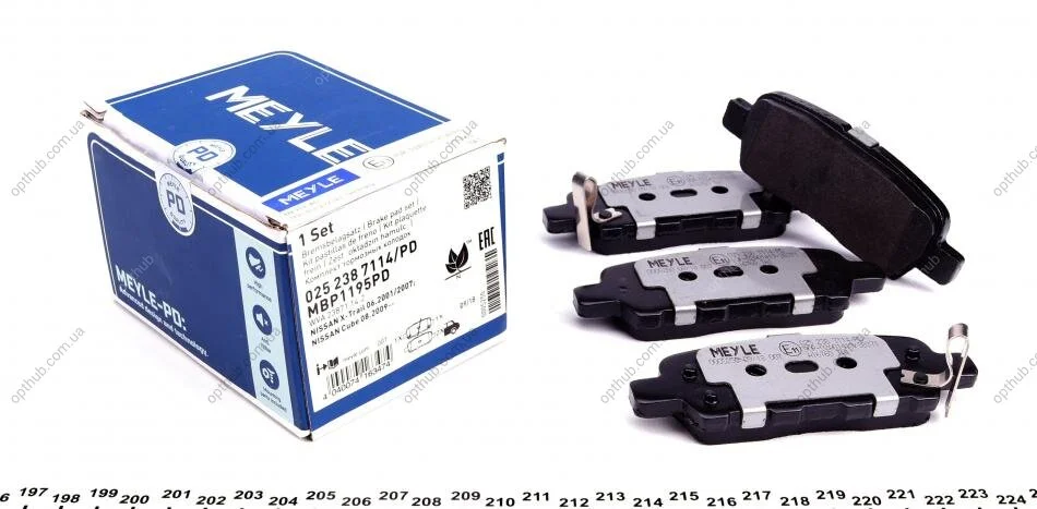 Колодки гальмивни (задни) Renault Koleos/Nissan Juke/Leaf/Qashqai/X-Trail/Suzuki 08- (Ake UA63 MEYLE 025 238 7114/PD (фото 1)