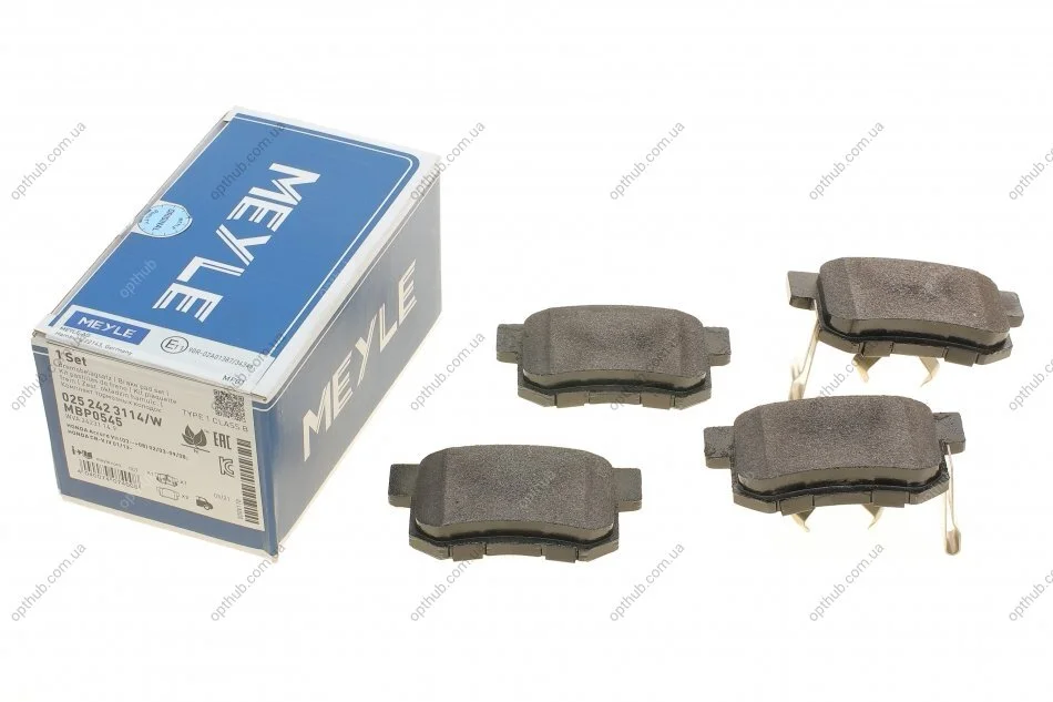 Колодки гальмівні (задні) Honda Accord IV/V/VI/VII 89-12/Civic VI/VII/VIII 94-/CR-V 01-07 UA63 MEYLE 025 242 3114/W (фото 1)