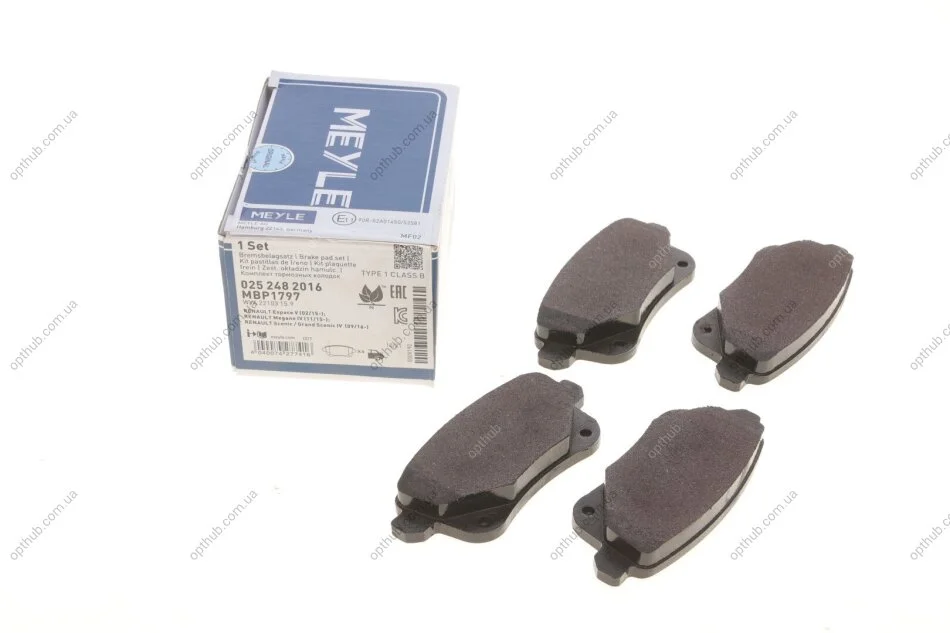 Колодки гальмівні (задні) Renault Megane IV/Scenic IV/Grand Scenic IV/Espace/Talisman 16- UA63 MEYLE 025 248 2016 (фото 1)