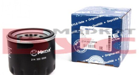 Фільтр масляний Fiat Doblo 1.9JTD/1.9D Multijet 01- UA63 MEYLE 214 322 0006