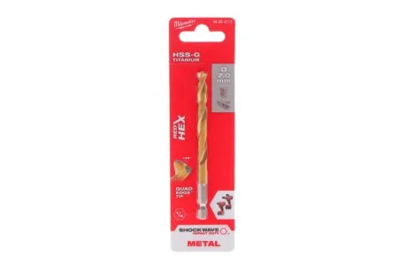 Свердло по металу RedHEX HSS-G TiN, діаметр 7,0 мм MILWAUKEE 48894717