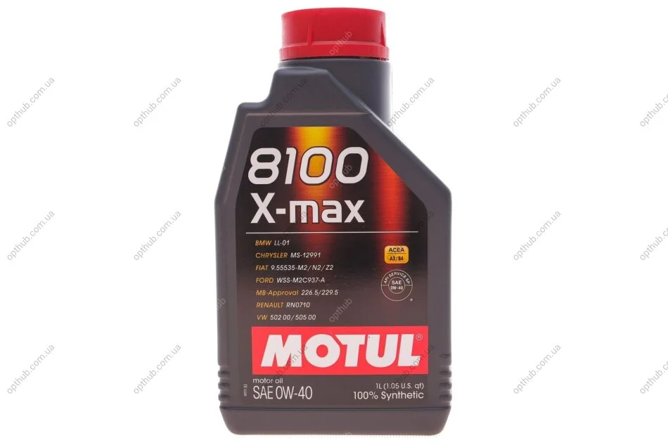 Олива 0W40 8100 X-max (1л) (MB 229.5/VW502.00/505.00/VOLVO VCC 95200356/LL-01) (opt-om) MOTUL 348201 (фото 1)