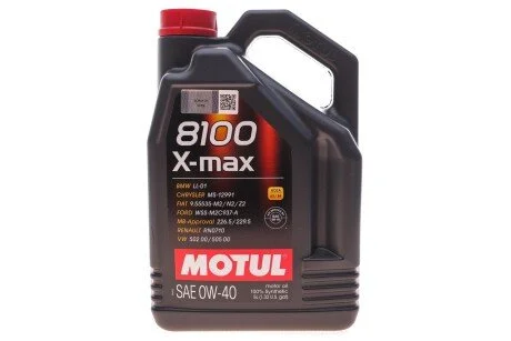 Олива 0W40 8100 X-max (5L) (MB 229.5/VW502.00/505.00/VOLVO VCC 95200356/LL-01) (104533) (opt-om) MOTUL 348206