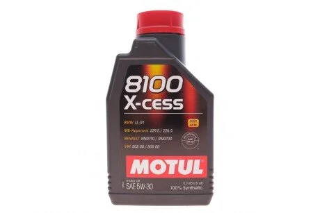 Масло 5W30 X-cess 8100 (1л) (VW 502 00/505 00/MB 229.5/226.5/RN0710-0700/LL-01) (108944) (opt-om) MOTUL 368101