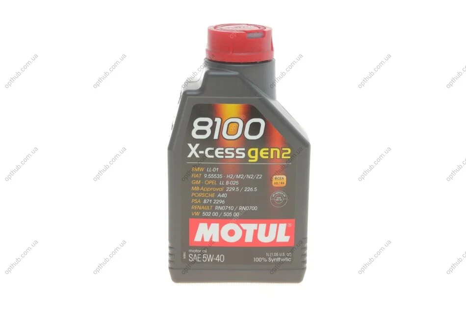 Масло 5W40 X-cess 8100 gen2 (1L) (VW 502 00/505 00/MB 229.5/LL-01/RN0710-0700/B71 2296) ((opt-om) MOTUL 368201 gen2 (фото 1)