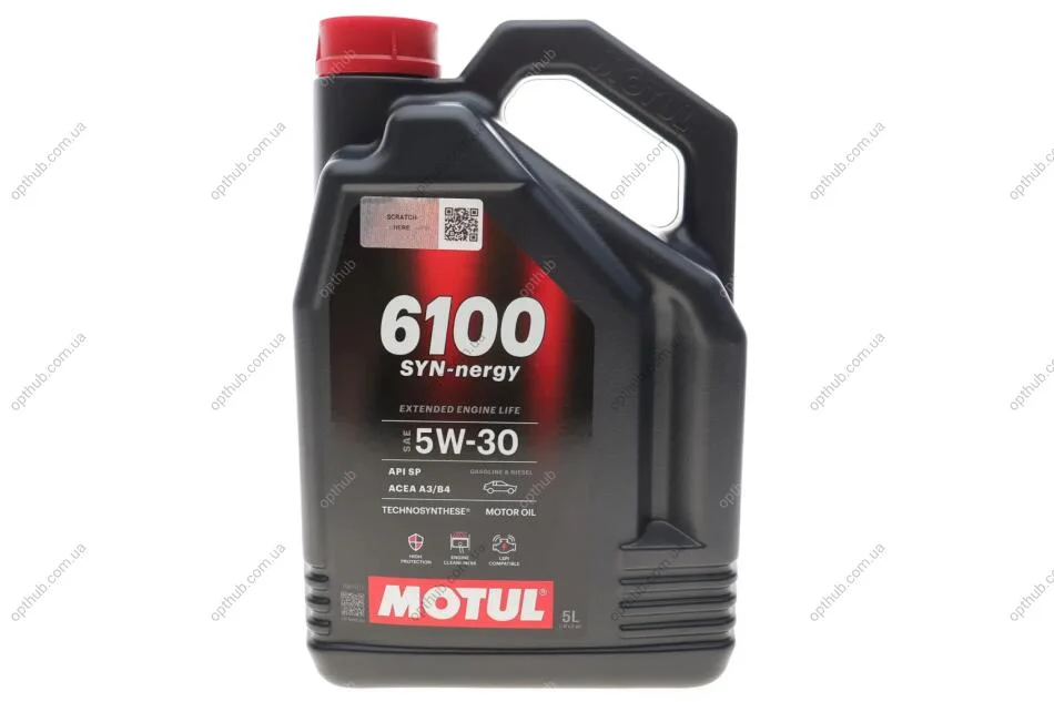 Олива моторна Technosynthese д/авто 6100 Syn-nergy SAE 5W30 (5L) MOTUL 838451 (фото 1)