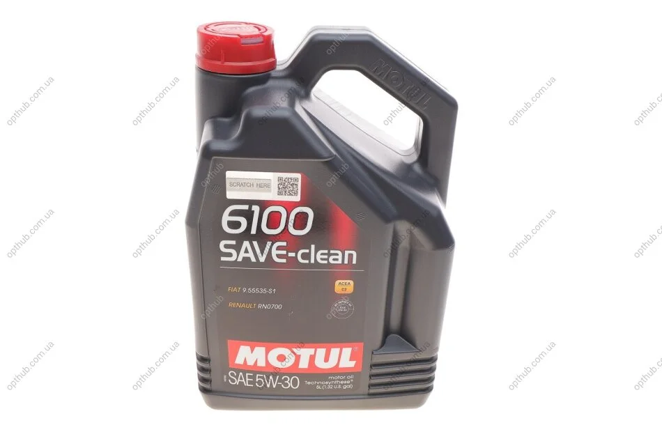 Масло 5W30 6100 Save-clean (5L) (FIAT 9.55535-S1/PSA B71 2290/RENAULT RN0700) (107968) (opt-om) MOTUL 841651 (фото 1)