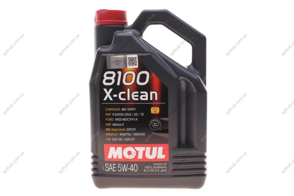 Масло моторное 100% синтетическое д/авто 8100 X-Clean 5W40 4L MOTUL 843450 (фото 1)