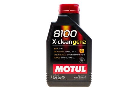 Олива 5W40 X-clean 8100 gen2 (1L) (LL-04/MB 229.31/MB 229.51/VW 511 00) (109761) (opt-om) MOTUL 854111