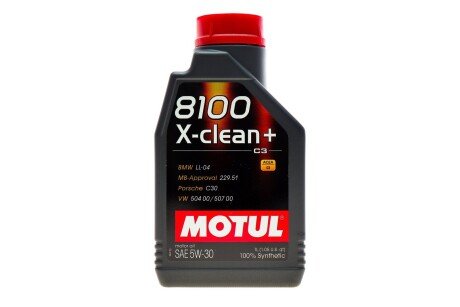 Олива 5W30 X-clean+ 8100 (1л) (LL-04/VW 504 00/507 00/MB 229,51/Porsche C30) (106376/102259) (opt-om) MOTUL 854711