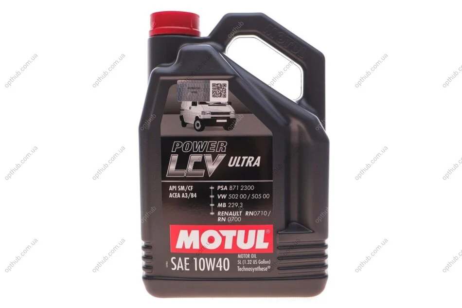 Олива 10W40 Power LCV Ultra (5L) (106156) (VW 502 00/505 00/MB 229.3/RN0710/RN0700/PSA B71 230 (opt-om) MOTUL 874151 (фото 1)