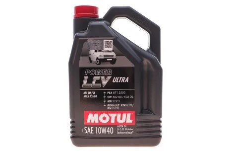 Масло 10W40 Power LCV Ultra (5L) (106156) (VW 502 00/505 00/MB 229.3/RN0710/RN0700/PSA B71 230 (opt-om) MOTUL 874151