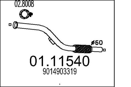 Передня труба вихл. системи MTS 01.11540
