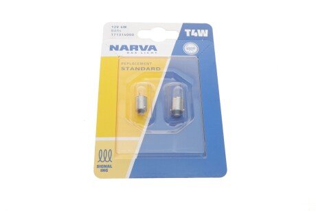 Автолампа T4W 12V 4W BA9s Standard (блістер/к-кт 2 шт) (opt-om) NARVA 171314000
